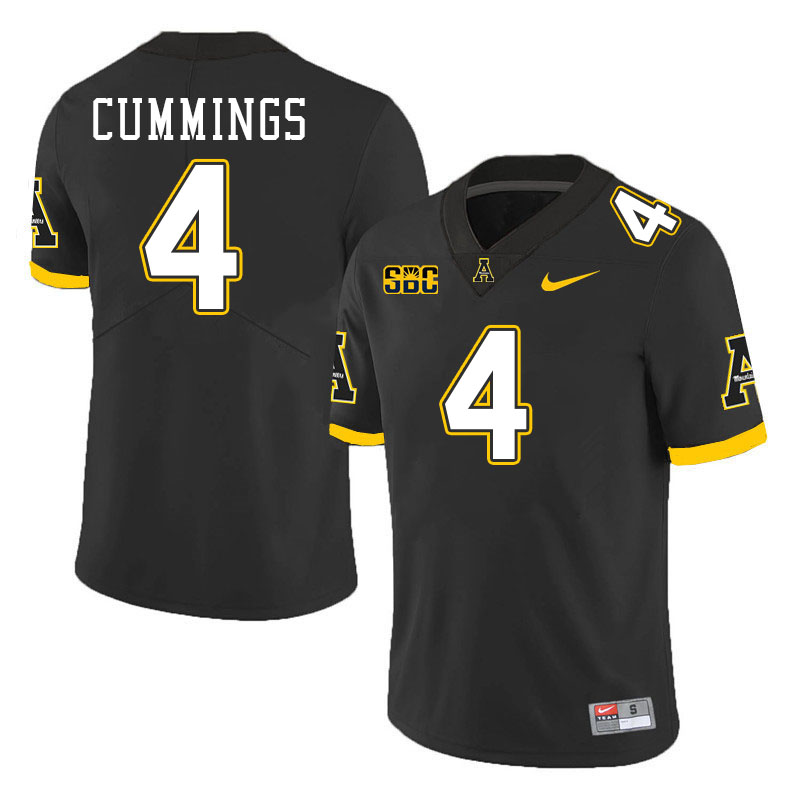Appalachian State Mountaineers #4 Izayah Cummings College Football Jerseys Stitched-Black